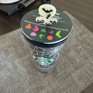 New 2021 Starbucks Halloween glow in the dark spider web